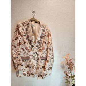 Hale‎ Bob Paisley Print Blazer Jacket NWT XS Boho Western Embellished Buttons